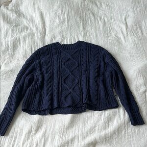 La Hearts Blue Crew Neck Sweater Classic Knit
